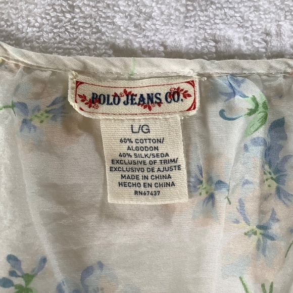 Polo Jeans Co. Ralph Lauren Silk Blend Floral Print Camisole Top SZ L - Picture 12 of 13